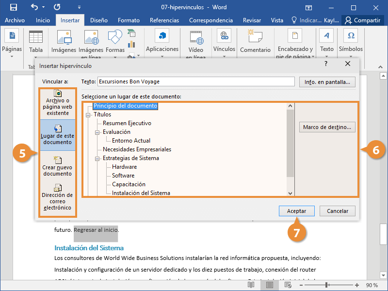 Hipervínculos en Word