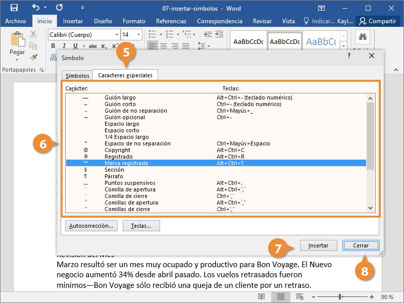 Insertar simbolos