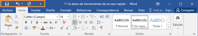 Barra de herramientas de acceso rapido