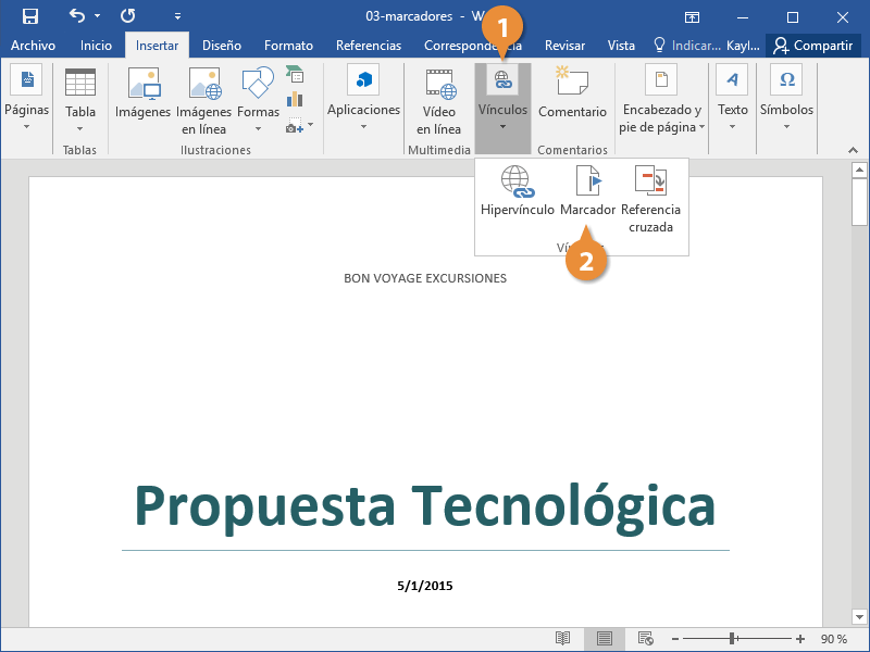 Marcadores en Documentos de Word