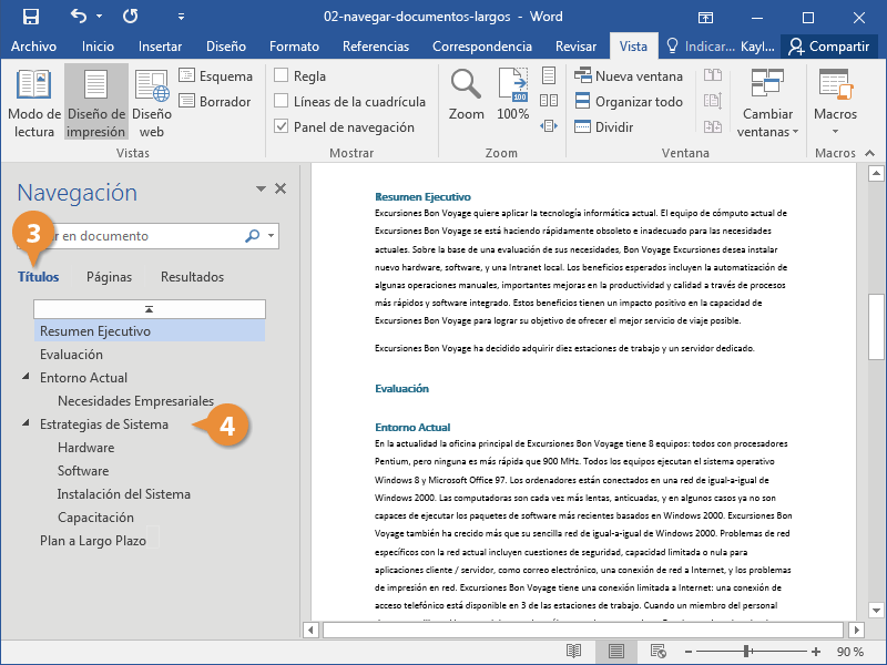 Navegar documentos largos