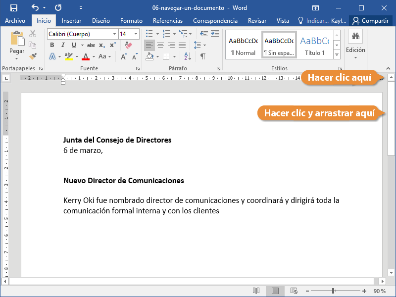 Navegar un documento