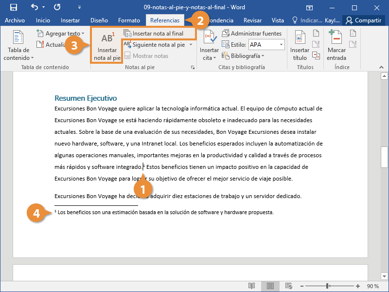 Notas Al Pie Y Notas Al Final CustomGuide