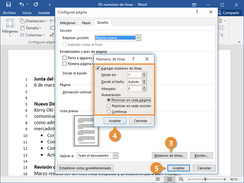 como colocar numeros pequeños en un escrito de word 