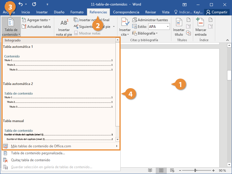 Tabla de Contenidos