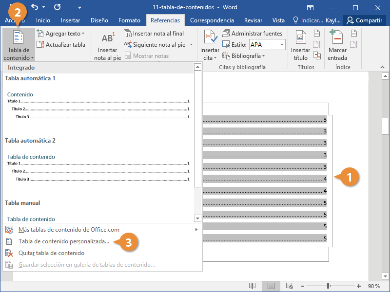 Tabla de Contenidos