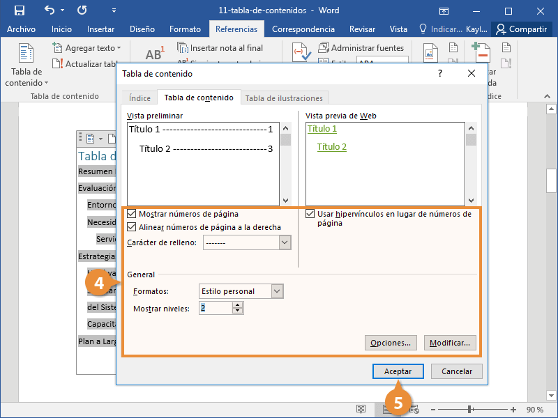 Tabla de Contenidos