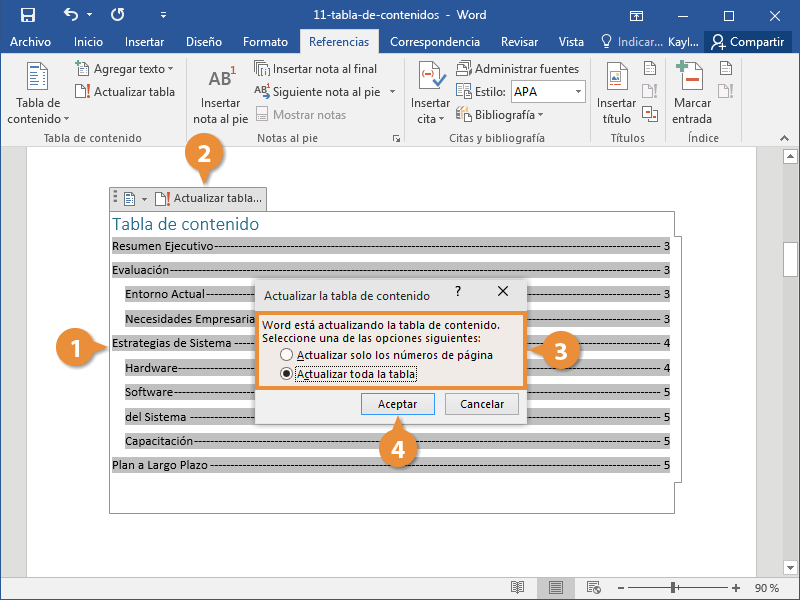 Tabla de Contenidos