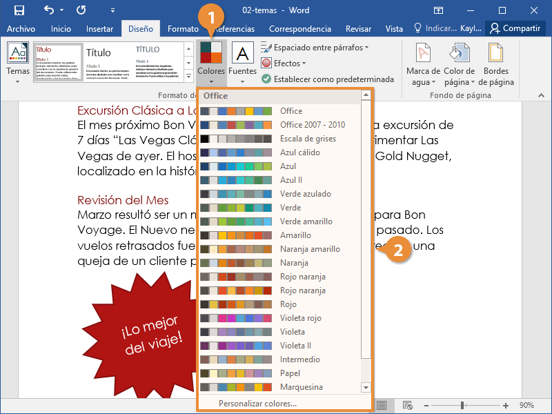 Temas en Documentos de Word