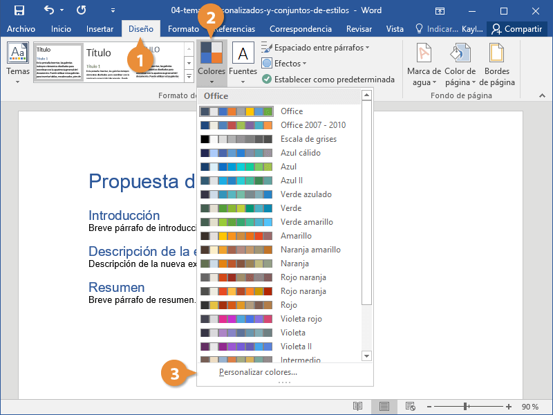 Temas Personalizados y Conjuntos de Estilos en Documentos de Word