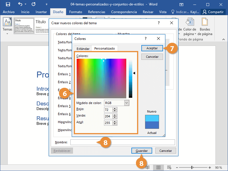 Temas Personalizados y Conjuntos de Estilos en Documentos de Word