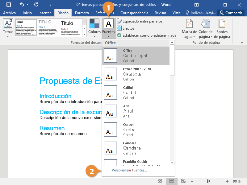 Temas Personalizados y Conjuntos de Estilos en Documentos de Word