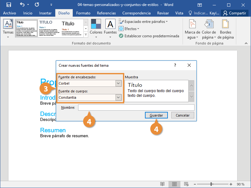 Temas Personalizados y Conjuntos de Estilos en Documentos de Word