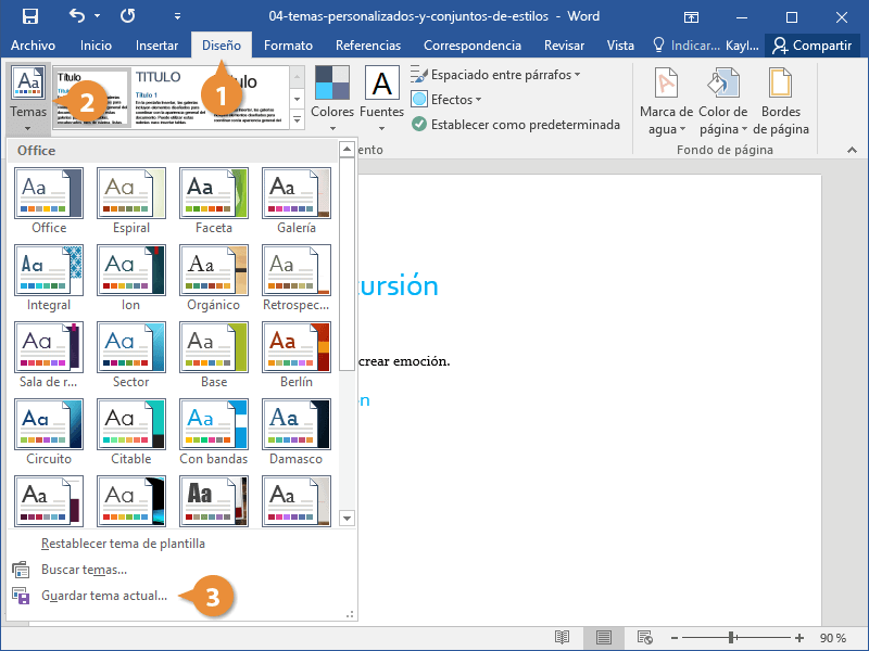 Temas Personalizados y Conjuntos de Estilos en Documentos de Word