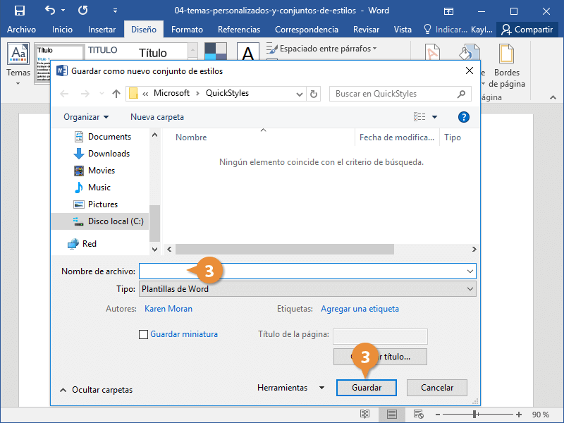 Temas Personalizados y Conjuntos de Estilos en Documentos de Word