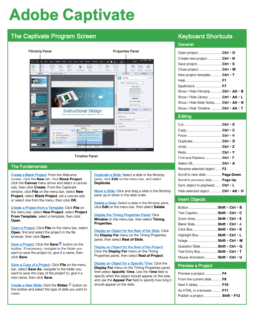 Adobe Captivate Cheat Sheet