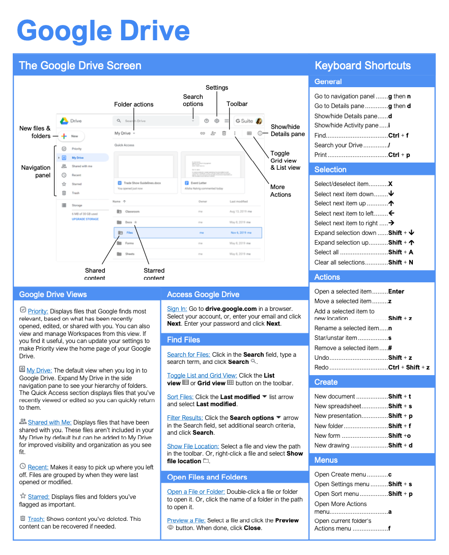 Google Drive Quick Reference