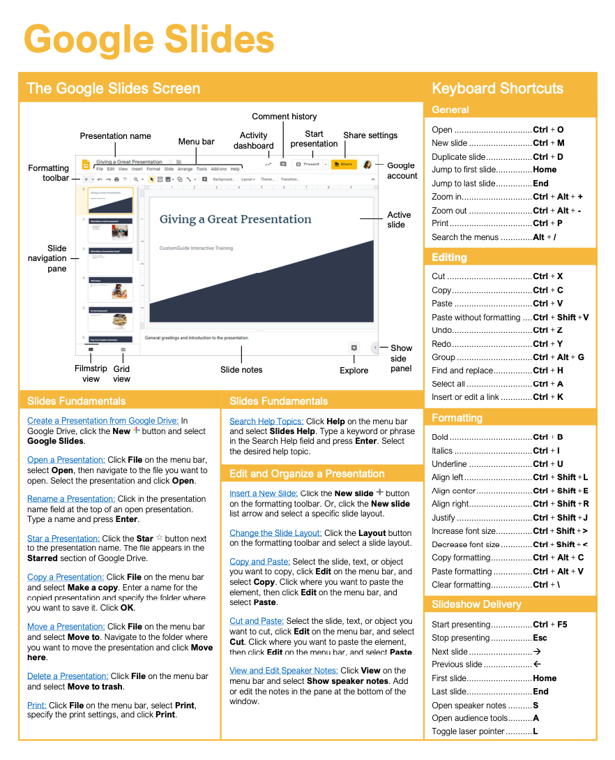 Google Slides Quick Reference