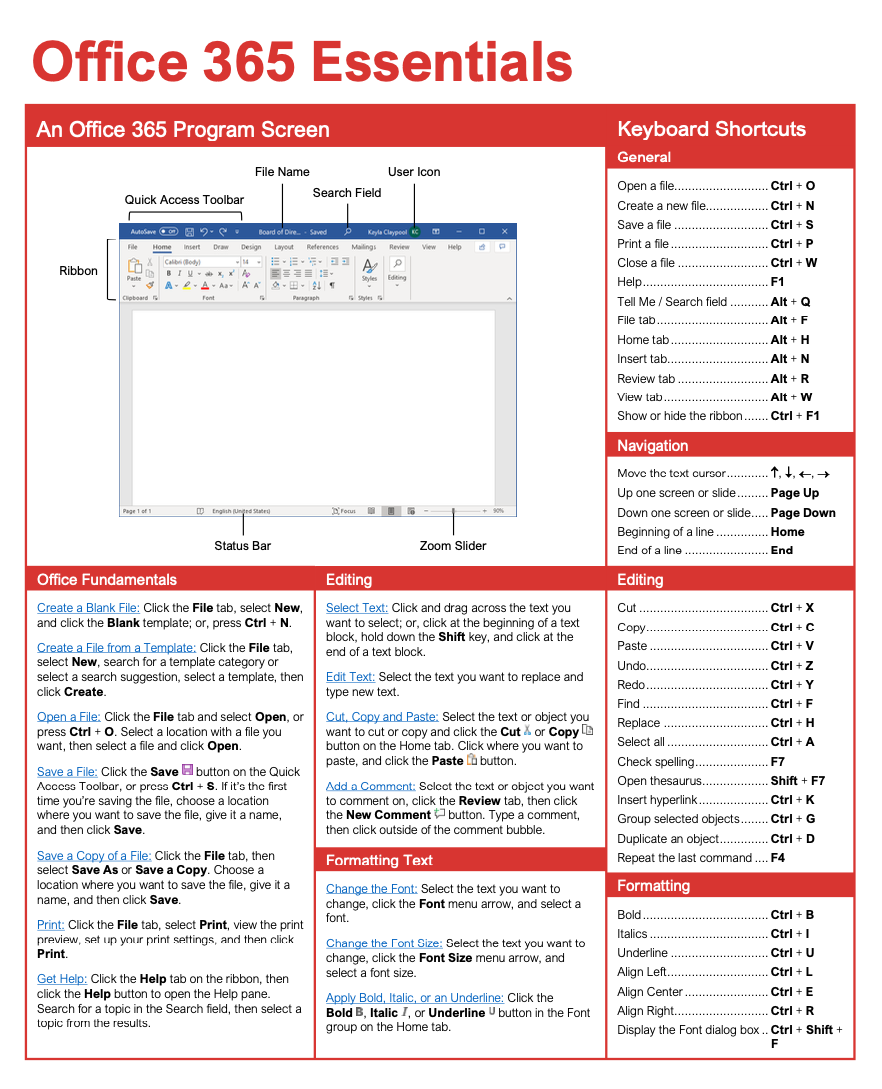 Office 365 Quick Reference