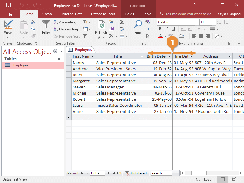 Adjust Rows and Columns