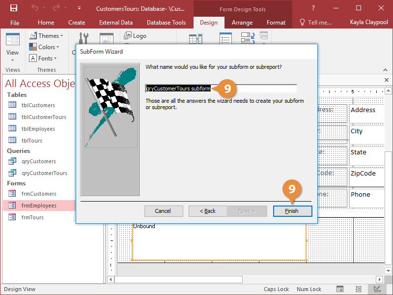 access create form with subform