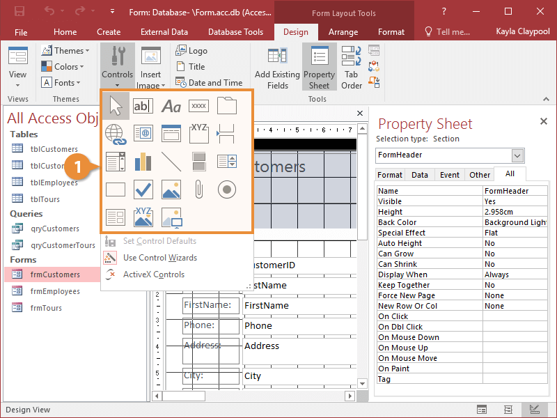 Parts of Design View