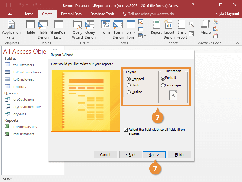 how to create a report using wizard