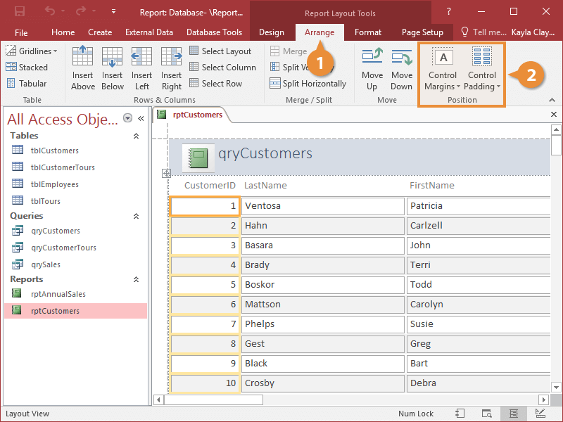 Work with Report Layouts