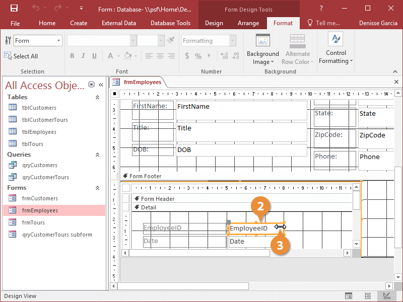 Modify a Subform