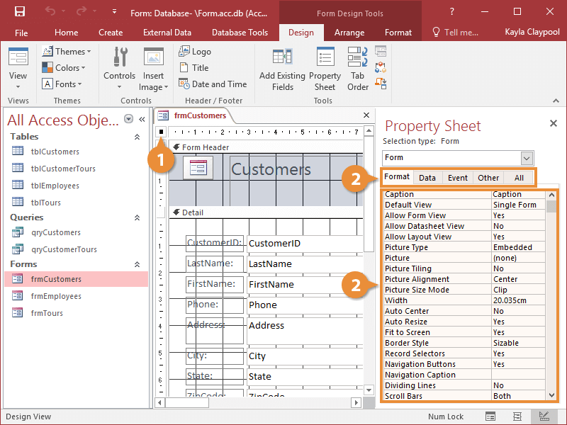 Change Form Properties