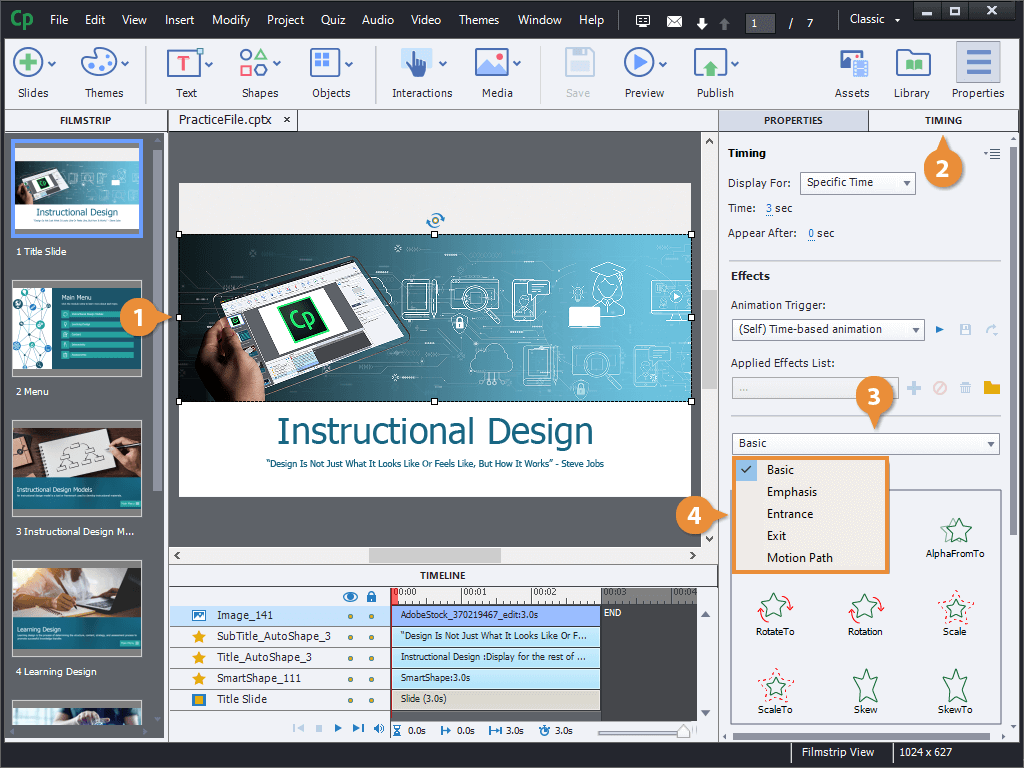 Display the Timing Properties Panel