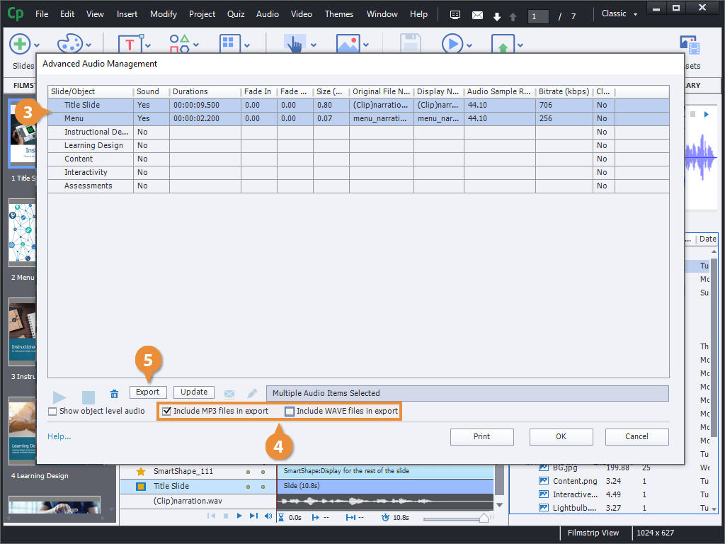 Export Audio from Audio Management