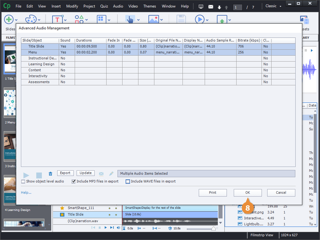 Export Audio from Audio Management