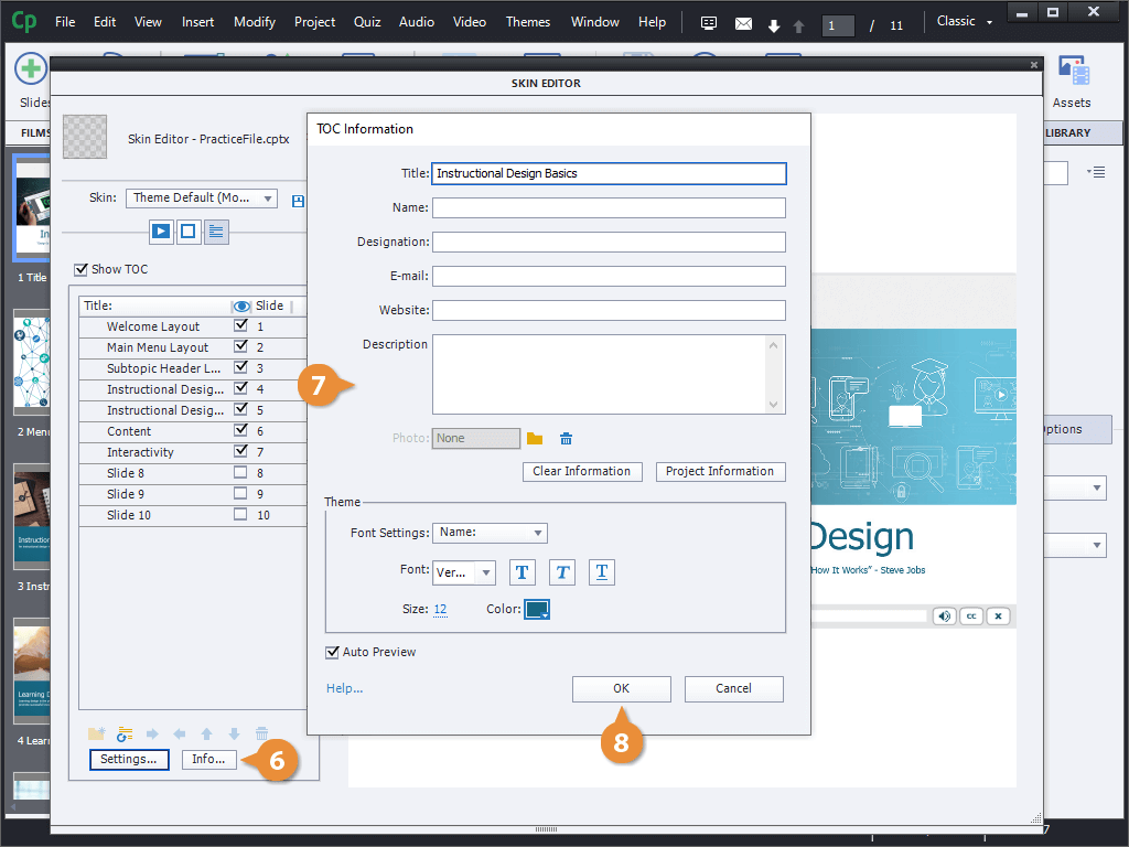 Edit the Table of Contents