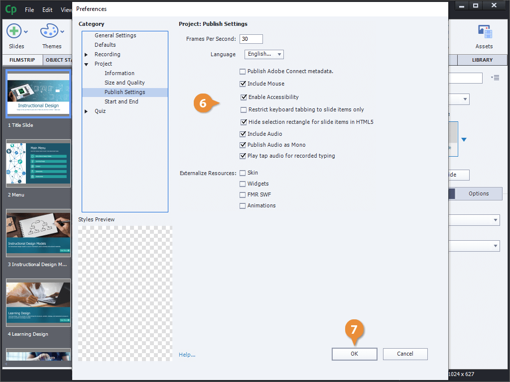 View and Modify Porject Preferences