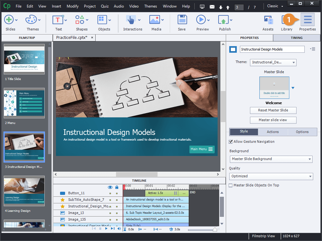 Display the Properties Panel