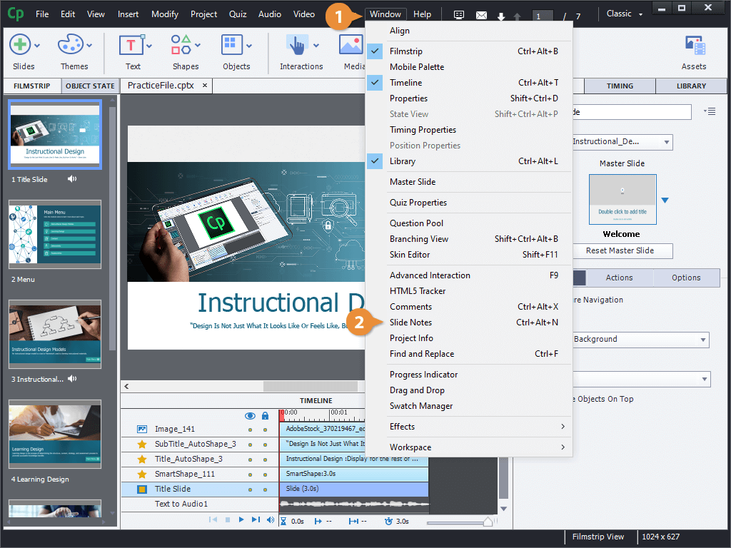 Display and Enter Slide Notes