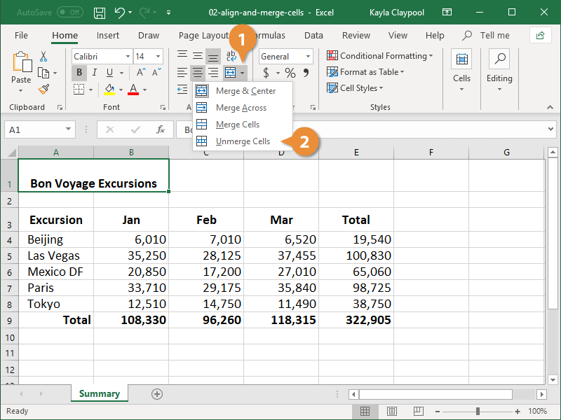 Split Merged Cells