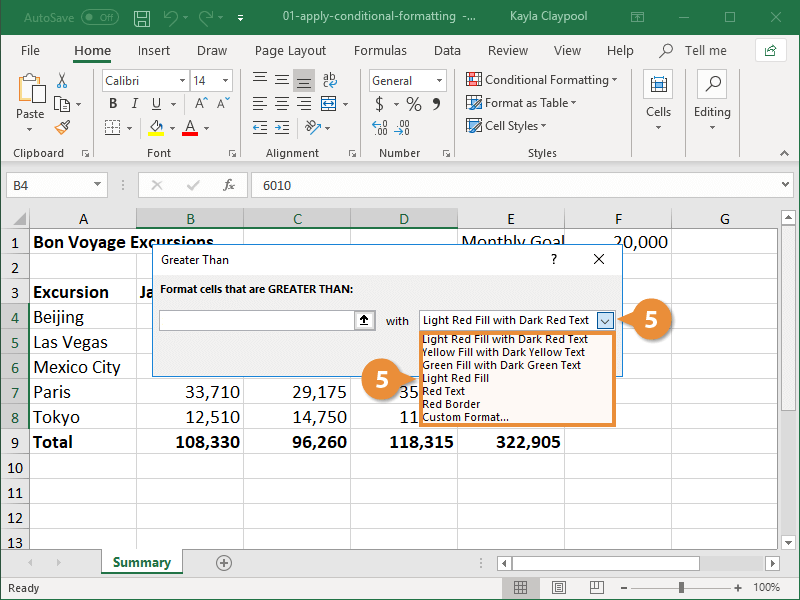 Apply Conditional Formatting