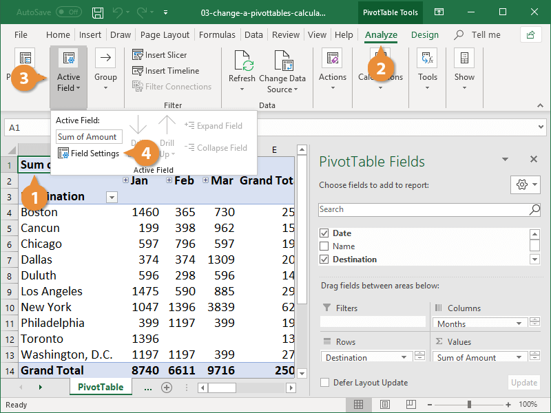 Change a Pivottables Calculation