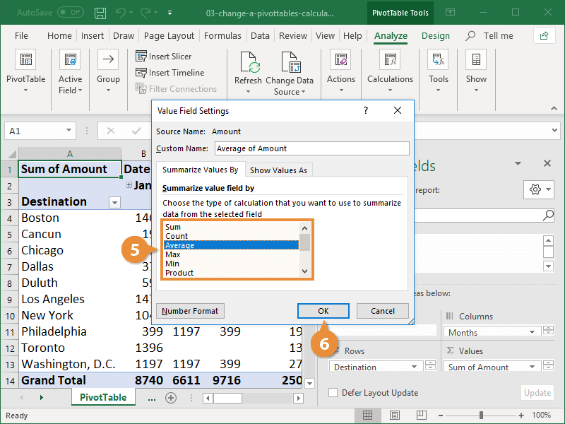 Change a Pivottables Calculation