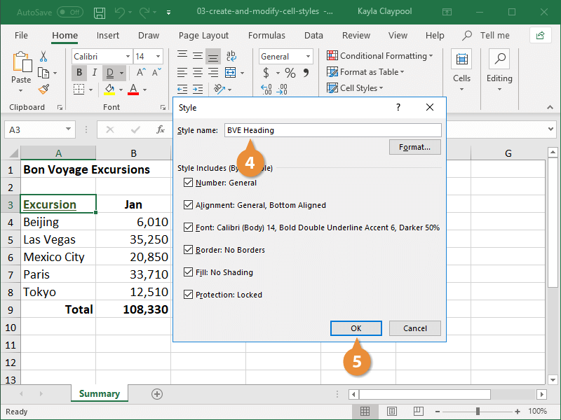 Create and Modify Cell Styles