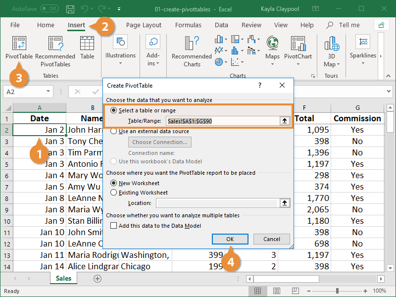 Create Pivottables