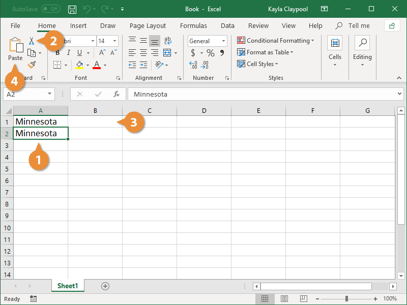 Cắt và dán trong Excel