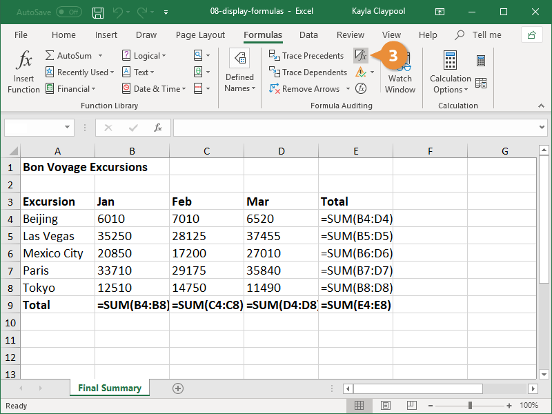 Architecture Articulation front How to Show Formulas in Excel | CustomGuide