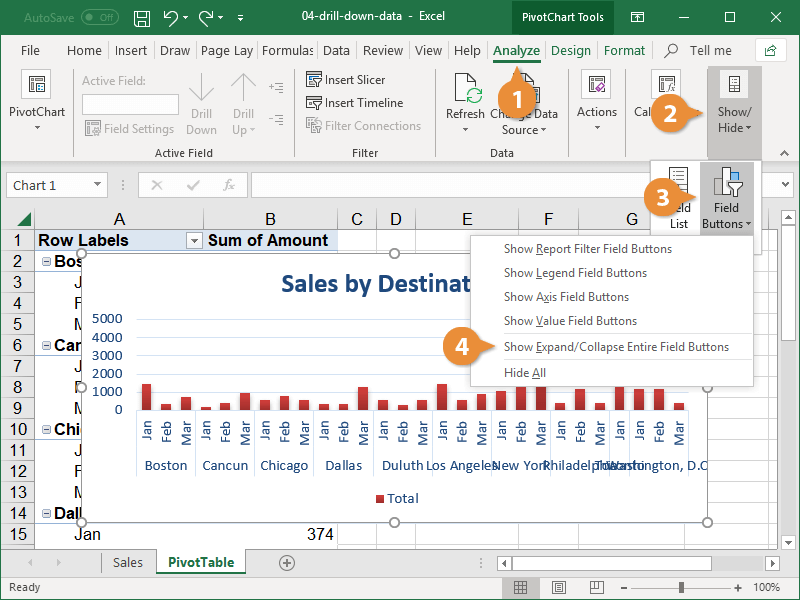 Drill Downs In Excel 