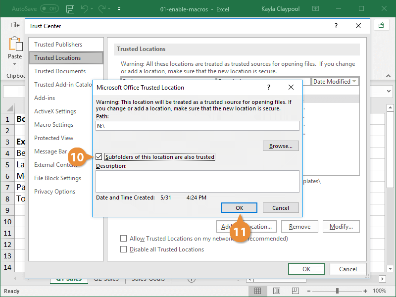 excel auto enable macros