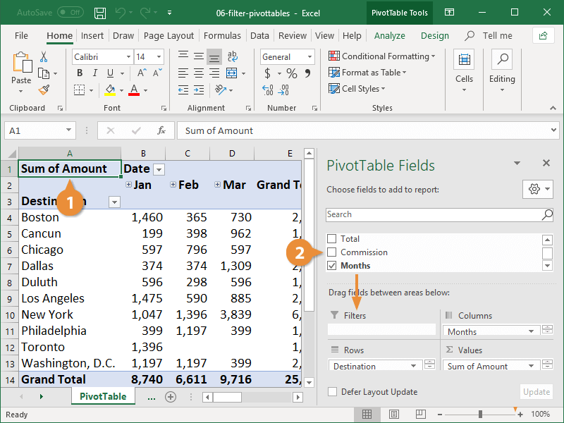 Filter Pivottables