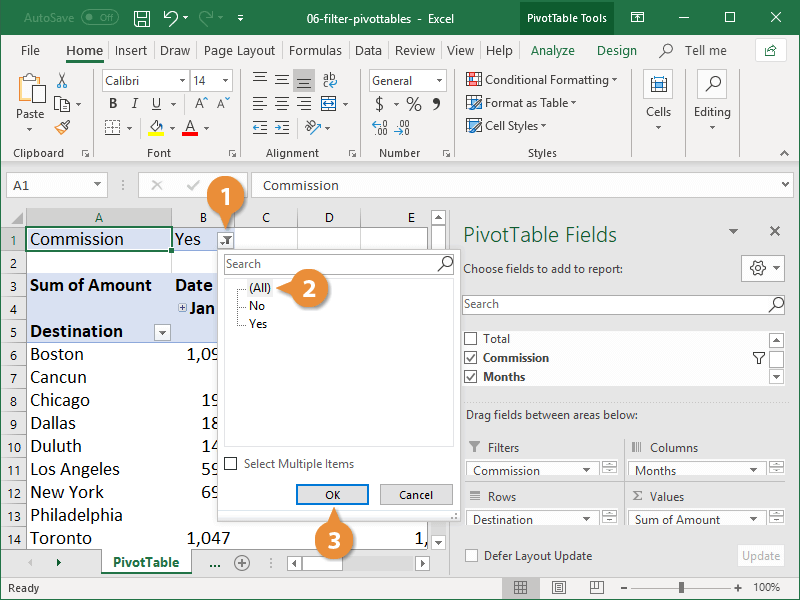 Filter Pivottables