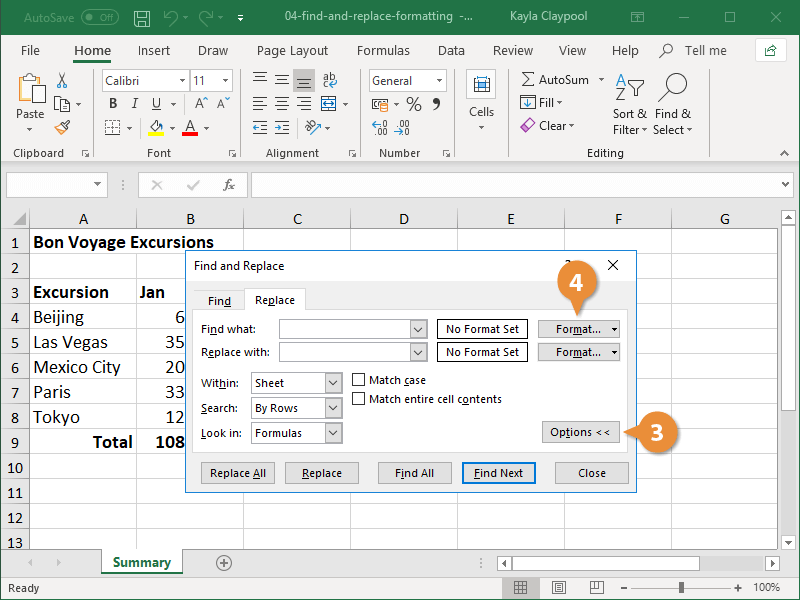 Find and Replace Formatting